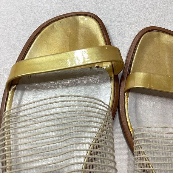 Via Spiga Yellow White Sheer Open Toe Summer Sandal Shoes - Picture 11 of 14